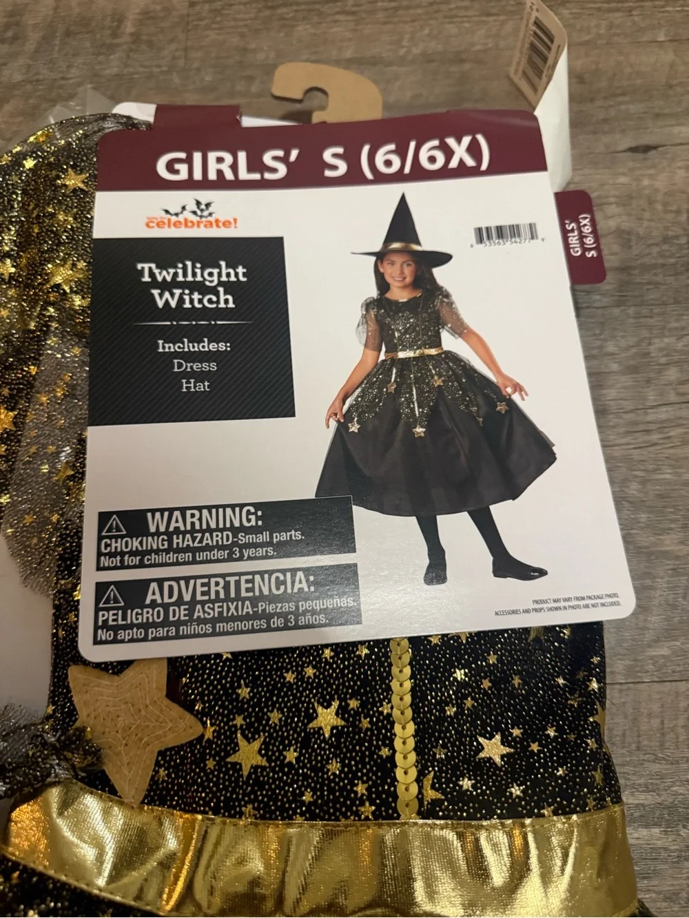 Girls' Twilight Witch Costume - Black & Gold size 6, 7/8, 10/12 available
